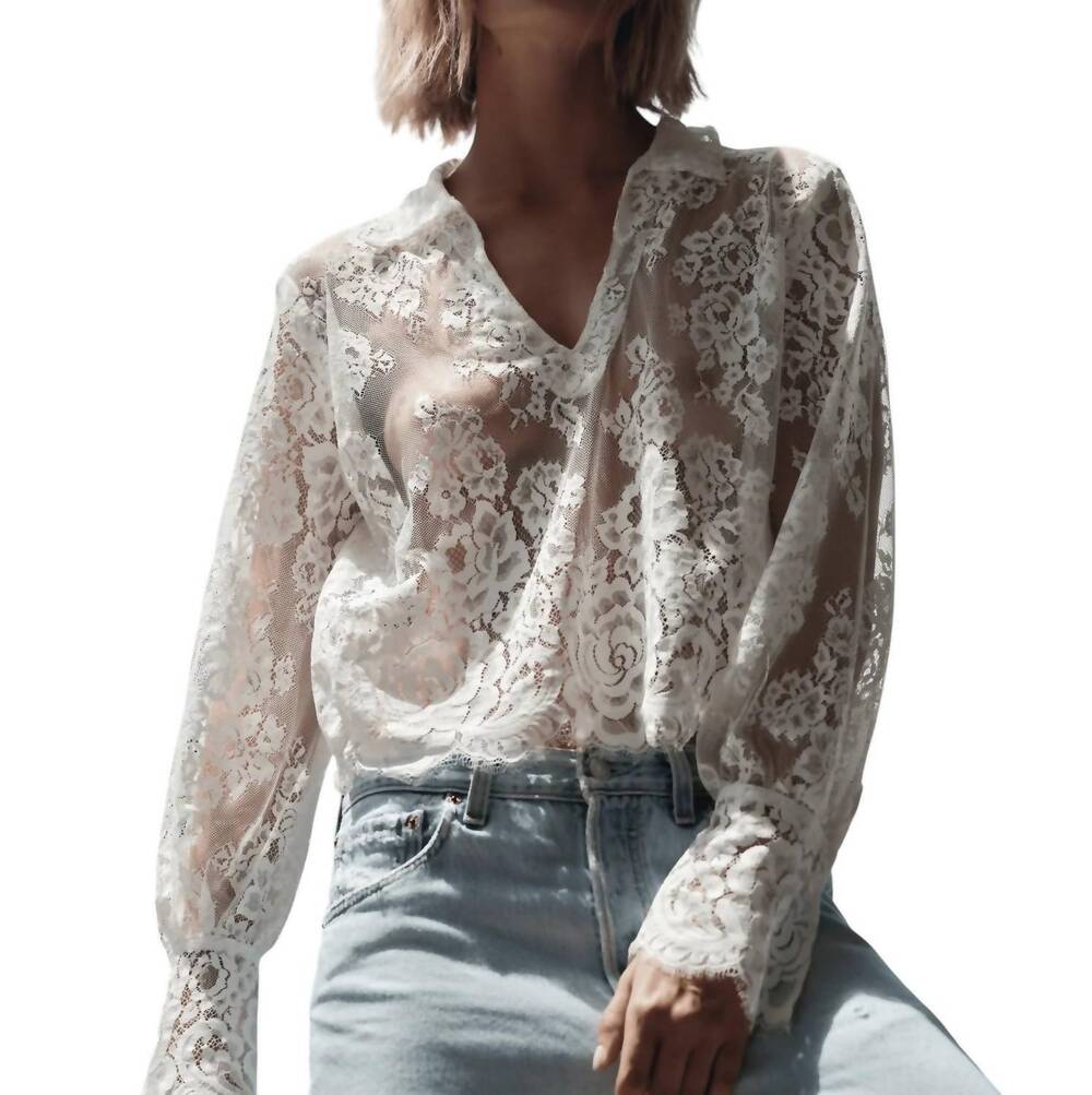 NEW CISSA the victorian lace pullover blouse in white